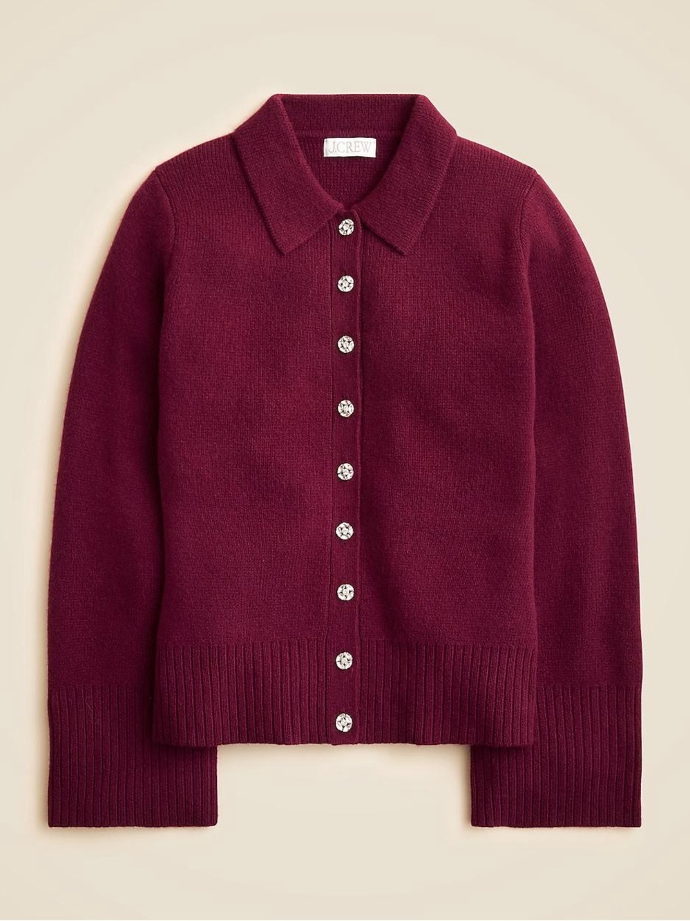 NWT J.Crew 100% Lambswool Milano-Stitch Cardigan Embellished Buttons S Cinched